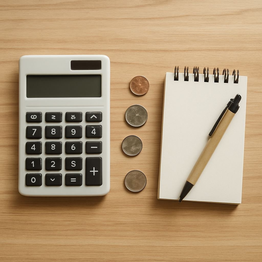 Calculator and notebook representing cold brew cost math