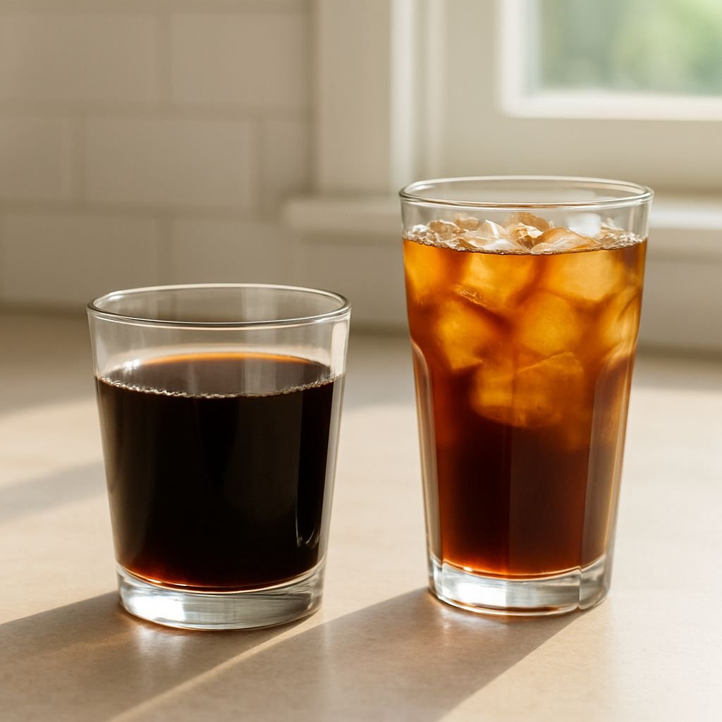 Cold brew concentrate compared to diluted cold brew