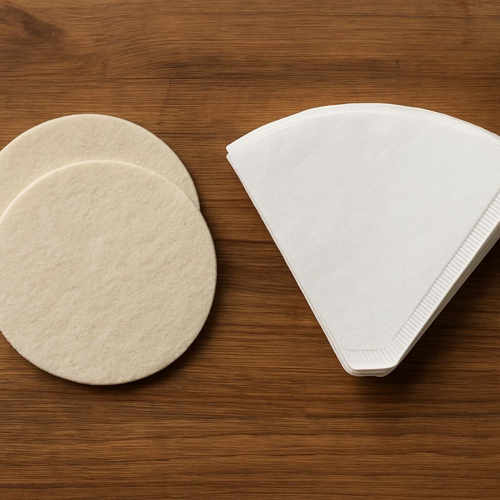 Felt and paper cold brew filters side by side