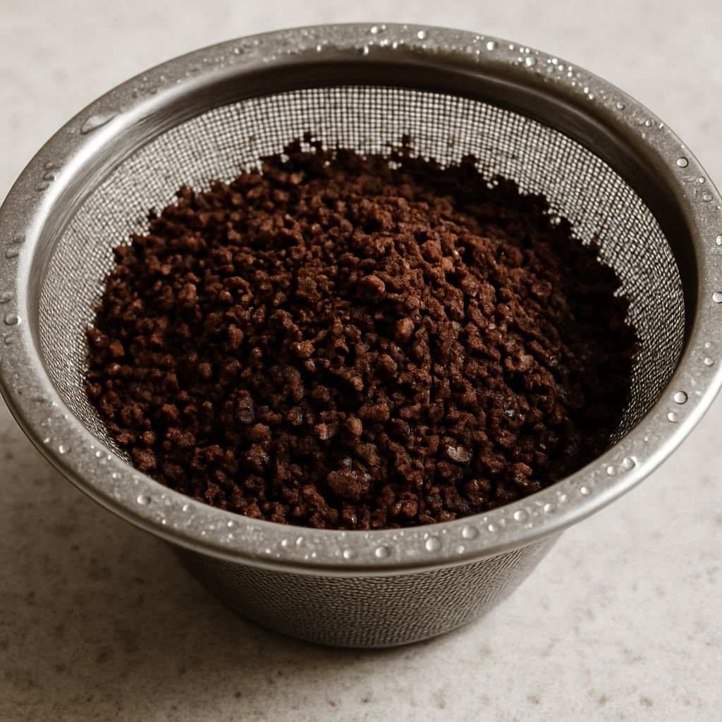 Close-up of a stainless steel mesh cold brew filter