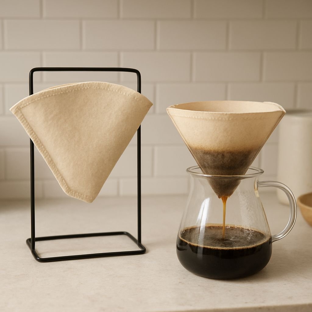 Two felt filters in rotation, one drying and one in use