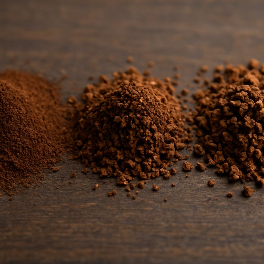 Fine, medium, and coarse coffee grind size comparison for cold brew